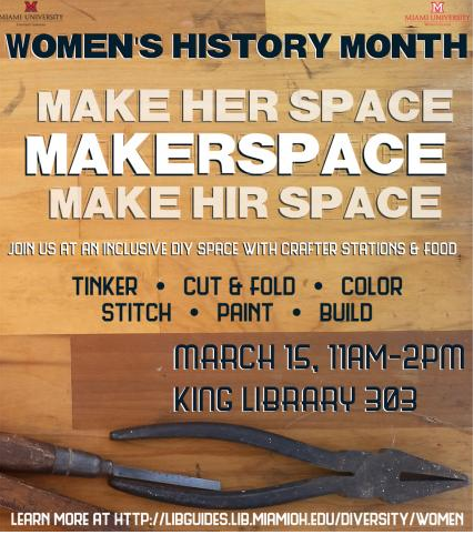 Flyer for Maker Her Space event